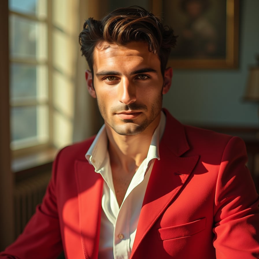 man in red outfit