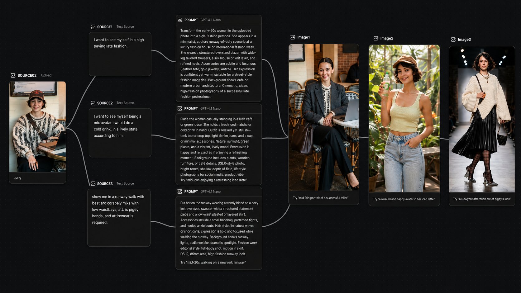 Workflow canvas in PhotoGPT Flow