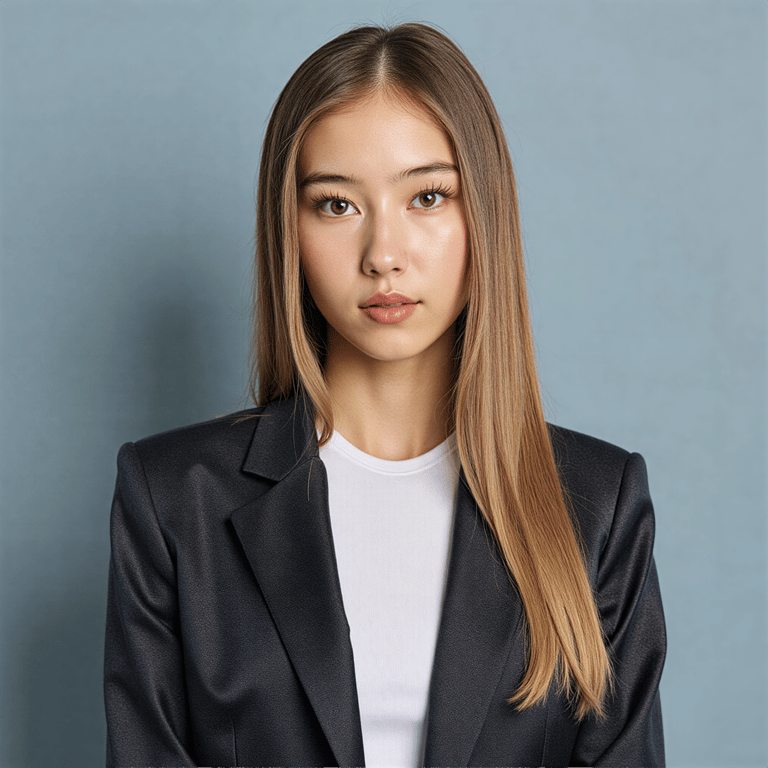 A highly detailed, highly realistic HDR passport-style headshot of a woman in he