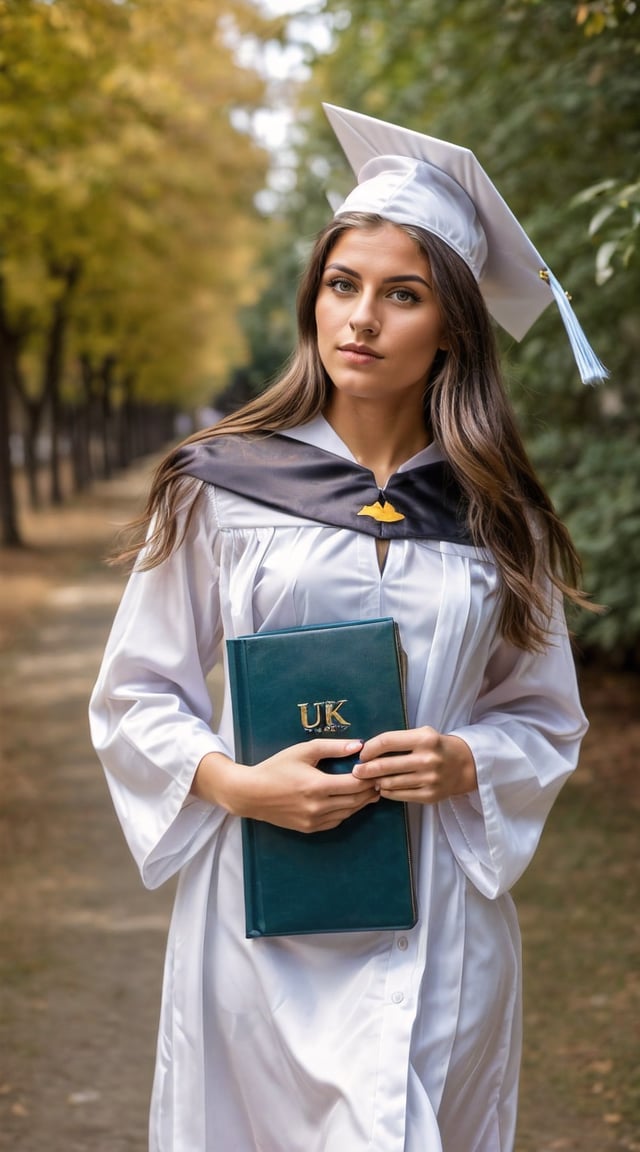 Graduate woman, academic regalia, celebrating achievement and mentorship.