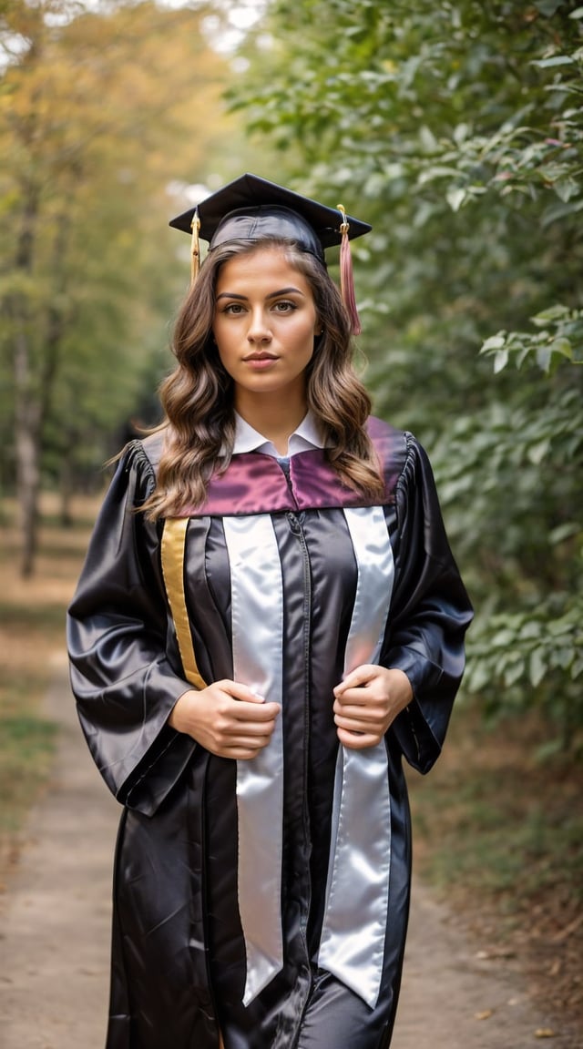 Graduate woman, academic regalia, celebrating achievement and mentorship.