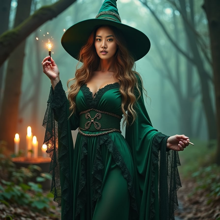 woman in green outfit