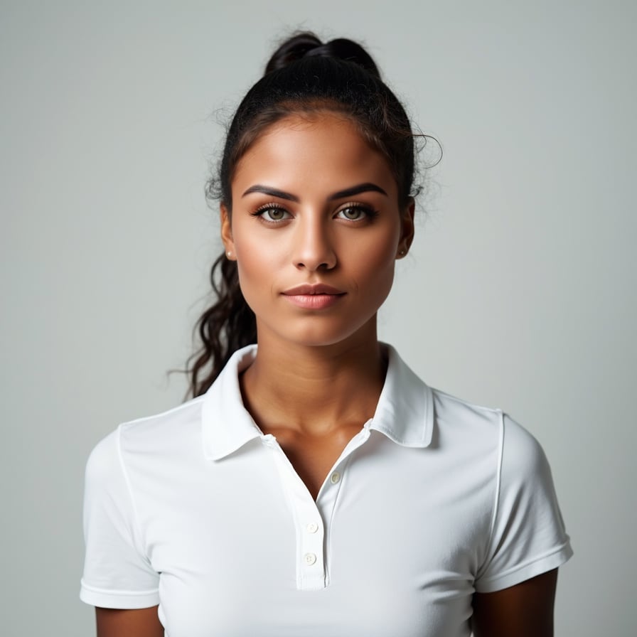 A passport-size photo of a sportsperson wearing a plain polo shirt, with a neutral expression. The background is plain and white, and the subject is well-groomed and centered, looking directly at the camera