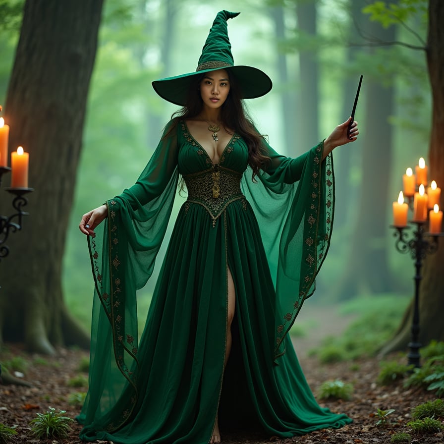 woman in green outfit
