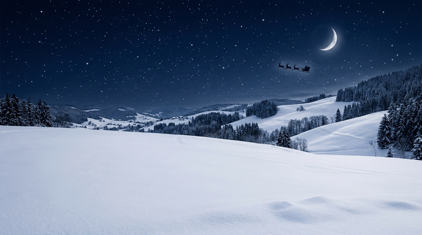 Midnight sleigh silhouette Christmas card design