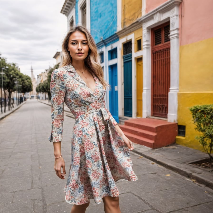 Dynamic urban explorer, bustling streets, graffiti art walls, and streetlights.