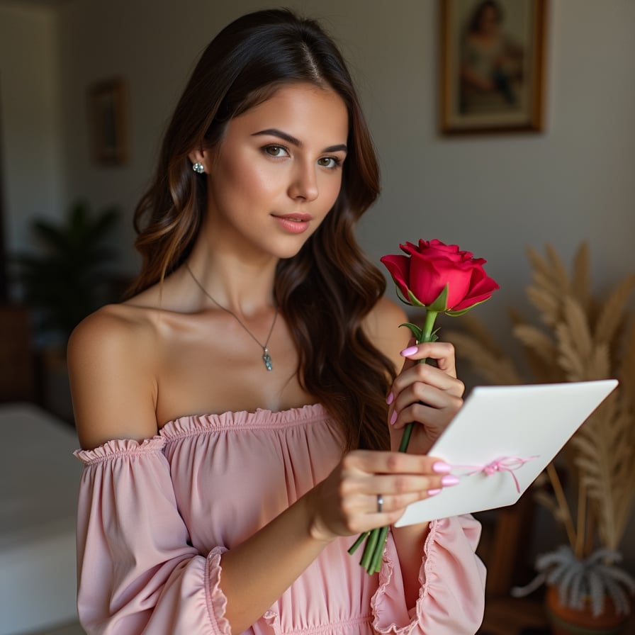 Dressed elegantly, you surprise him with a heartfelt proposal, presenting a thoughtful gift or a letter that expresses your true feelings