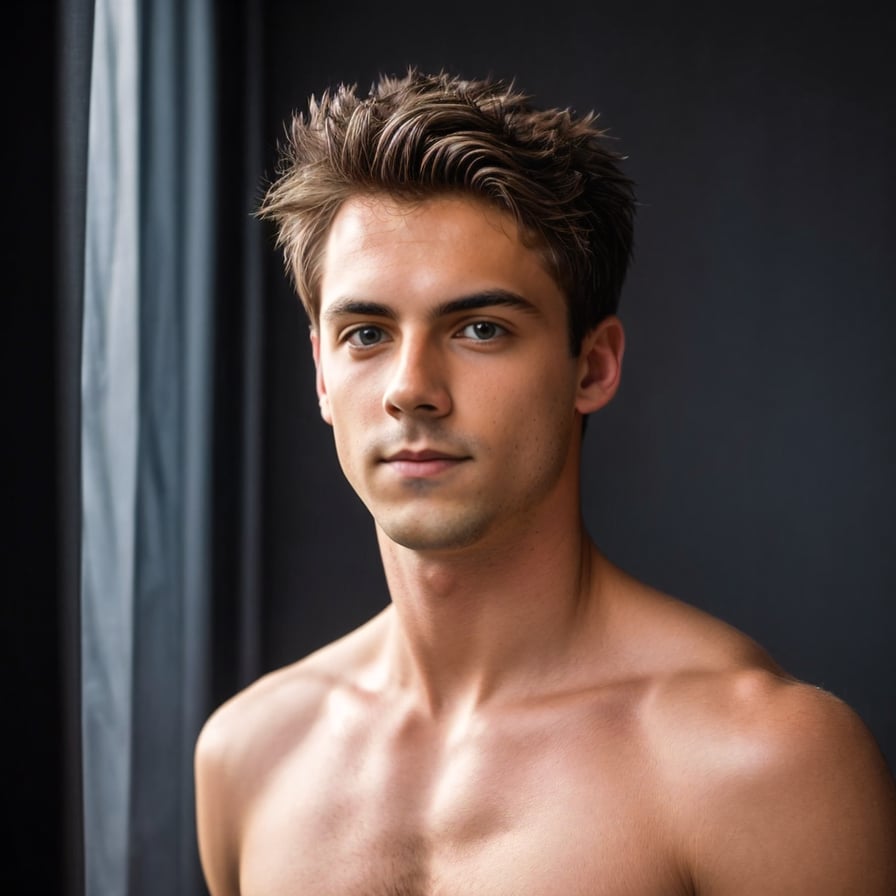 Man in suit, cinematic close-up, moody composition, professional.
