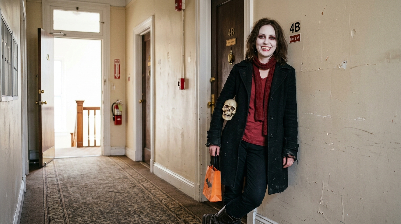 Halloween costume showing believable wool cotton and leather texture