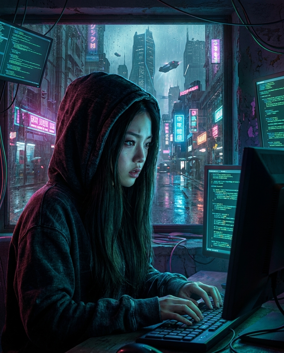 使用「赛博朋克照片」预设由 PhotoGPT 生成的图像