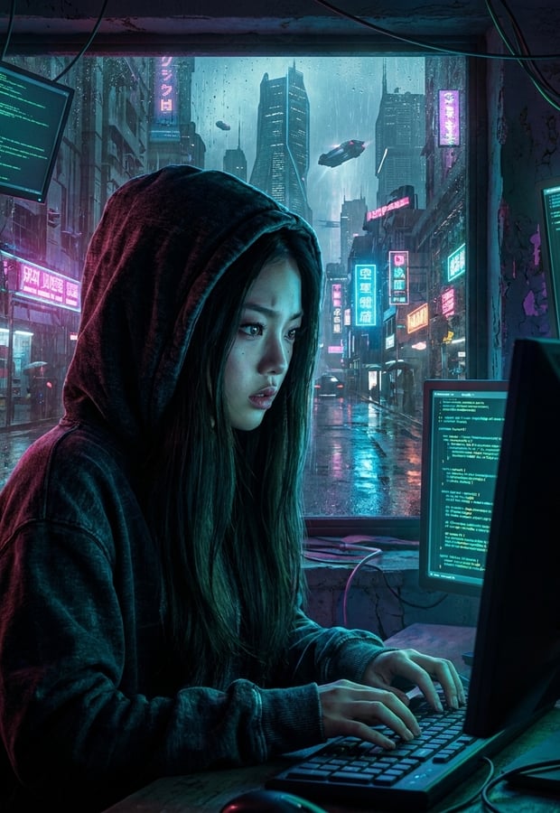 使用「赛博朋克照片」预设由 PhotoGPT 生成的图像