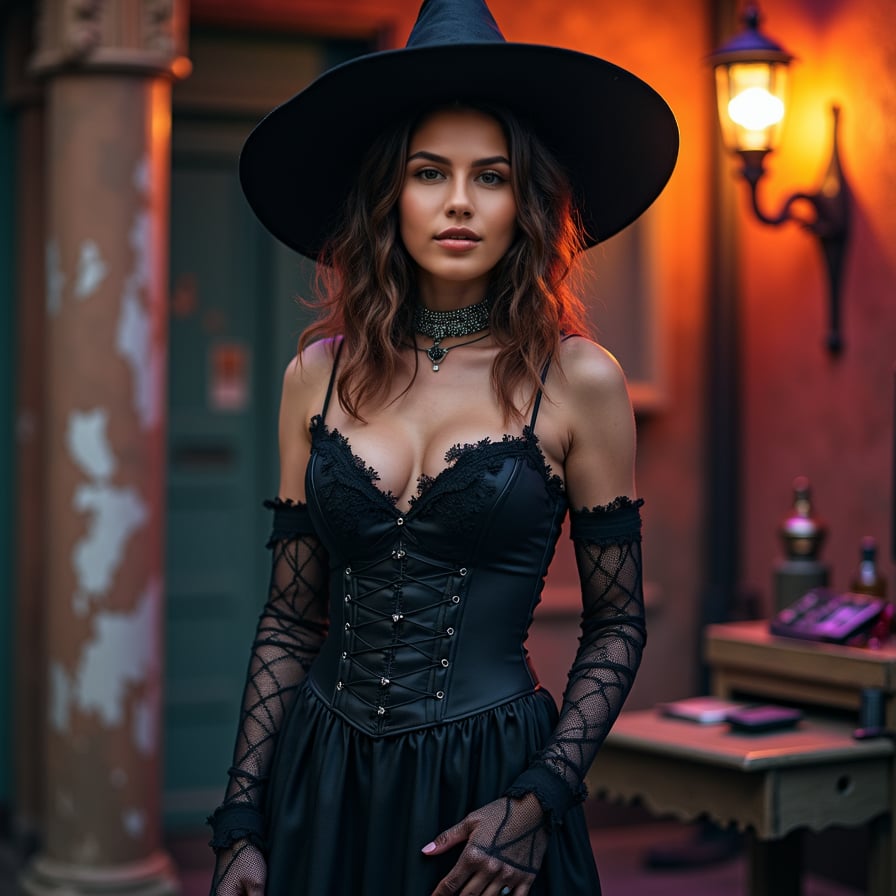 Here are some Stable Diffusion prompts for a woman wearing different Halloween outfits:

* Woman in a Gothic Victorian-inspired Halloween costume, with a long black dress, lace gloves, and a intricate headpiece, standing in a dimly lit, mysterious background with cobwebs and old candles
* Woman dressed as a seductive Vampire, wearing a blood-red corset, fishnet stockings, and a sparkling choker, posing in a dark, eerie setting with fake blood and fangs
* Woman in a sleek and modern Witch's costume, with a black pointed hat, a fitted black dress, and a broomstick accessory, standing in a contemporary background with neon lights and cityscape
* Woman dressed as a Zombie Cheerleader, wearing a torn and tattered cheerleader outfit, with fake blood and wounds, posing in a creepy, abandoned high school setting
* Woman in a Steampunk-inspired Halloween costume, with a intricate top hat, a leather corset, and goggles, standing in a industrial, steam-powered background with clockwork machinery
* Woman dressed as a Greek Goddess, wearing a flowing white toga, laurel wreath, and carrying a torch, posing in a classical, ancient Greek-inspired setting with columns and statues
* Woman in a Retro Pin-up Girl-inspired Halloween costume, with a red and black striped dress, a curly wig, and vintage-style makeup, posing in a colorful, nostalgic background with old-fashioned phones and cameras
* Woman dressed as a Creepy Doll, wearing a porcelain-inspired mask, a floral dress, and a wig, posing in a creepy, abandoned dollhouse setting with old toys and broken furniture
* Woman in a Gothic Fairy-inspired Halloween costume, with a flowing black dress, wings, and a crown, standing in a dark, mystical forest setting with twinkling lights and mist
* Woman dressed as a Mad Scientist, wearing a lab coat, goggles, and a crazy hairdo, posing in a laboratory setting with beakers, test tubes, and electrical equipment.