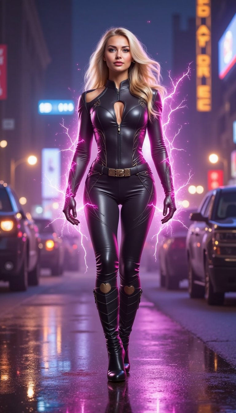 A single superhero portrait repurposed across comic cover layout, RPG avatar screen, and social media profile icon, consistent lighting and outfit style