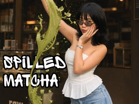 Ejemplo del flujo de IA: Tendencia del matcha derramado