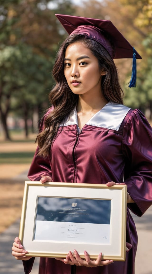 Graduate woman, academic regalia, celebrating achievement and mentorship.