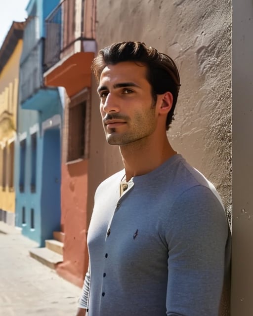 Trendy city dweller, sleek outfit, modern skyscrapers in the background.