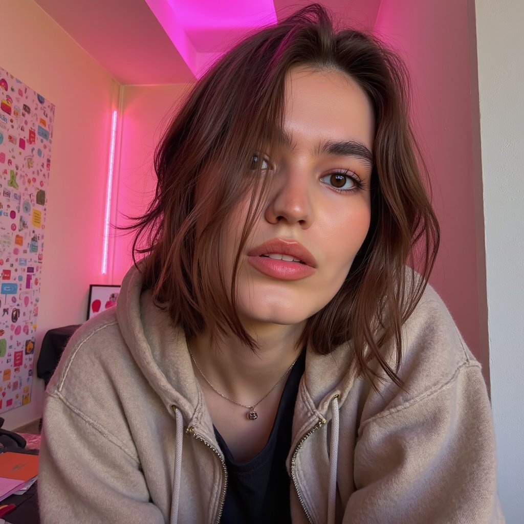 Close-up headshot of a singer-songwriter with tousled hair, casual hoodie, faint smile, soft sunset lighting — quiet and personal like Ed Sheeran’s Play tour