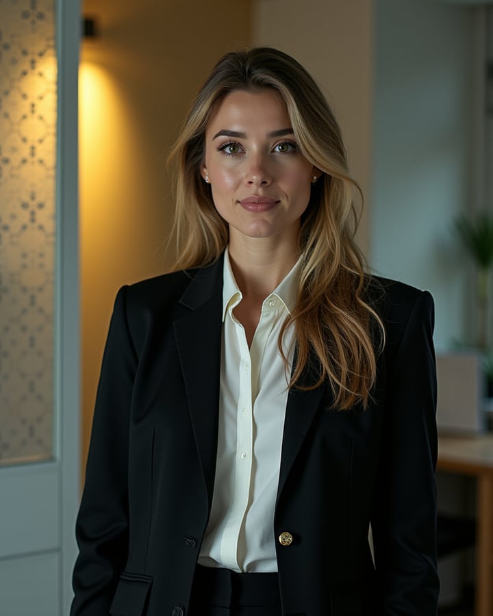 Original office portrait before AI headshot editing with PhotoGPT AI Photo Editor