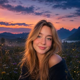 Create twilight AI images with golden hour light, dusk atmosphere, moody skies, and dreamy evening scenes.