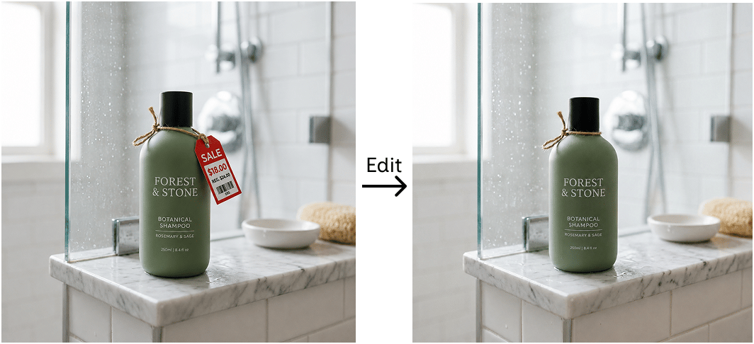 Remove the price tag from the product shot