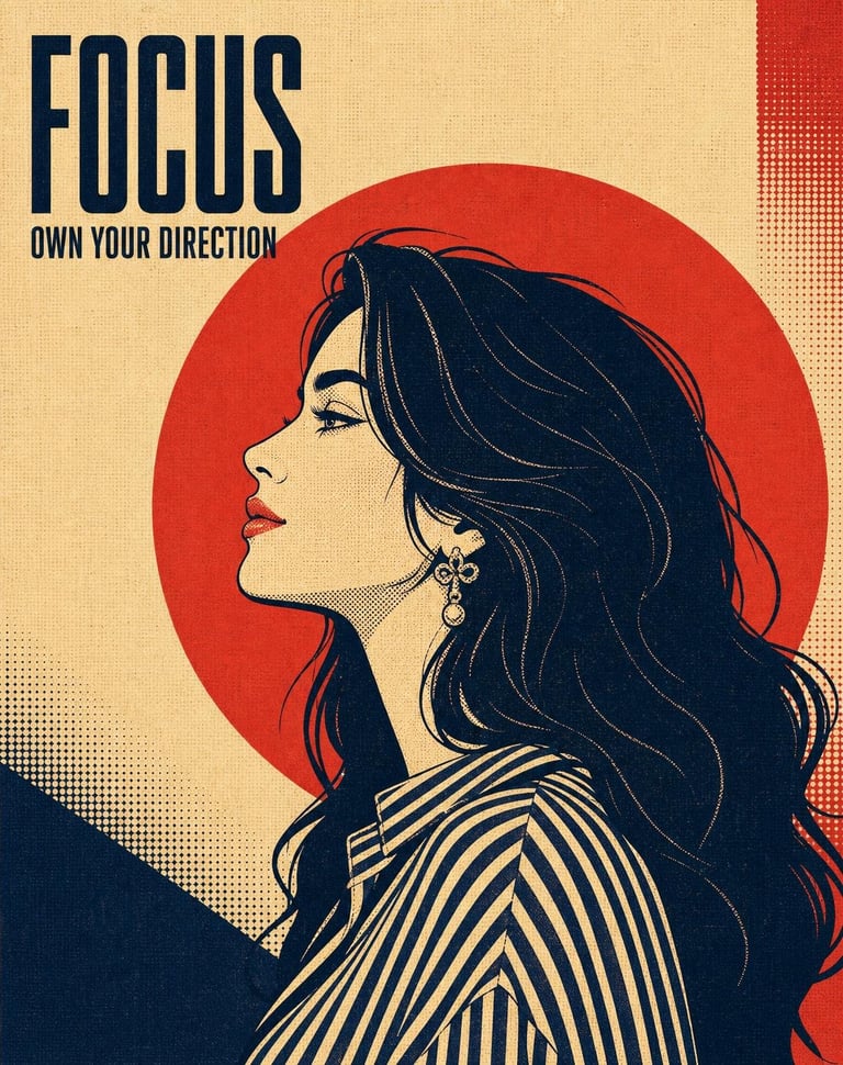Editorial poster featuring [CHARACTER] in strict left-facing profile, cropped fr