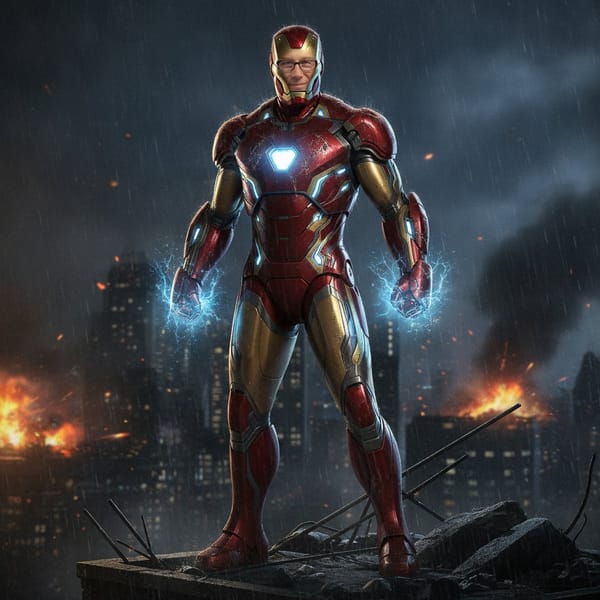 create an iron man character in full uniform