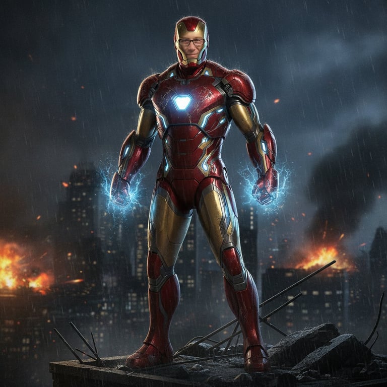 create an iron man character in full uniform