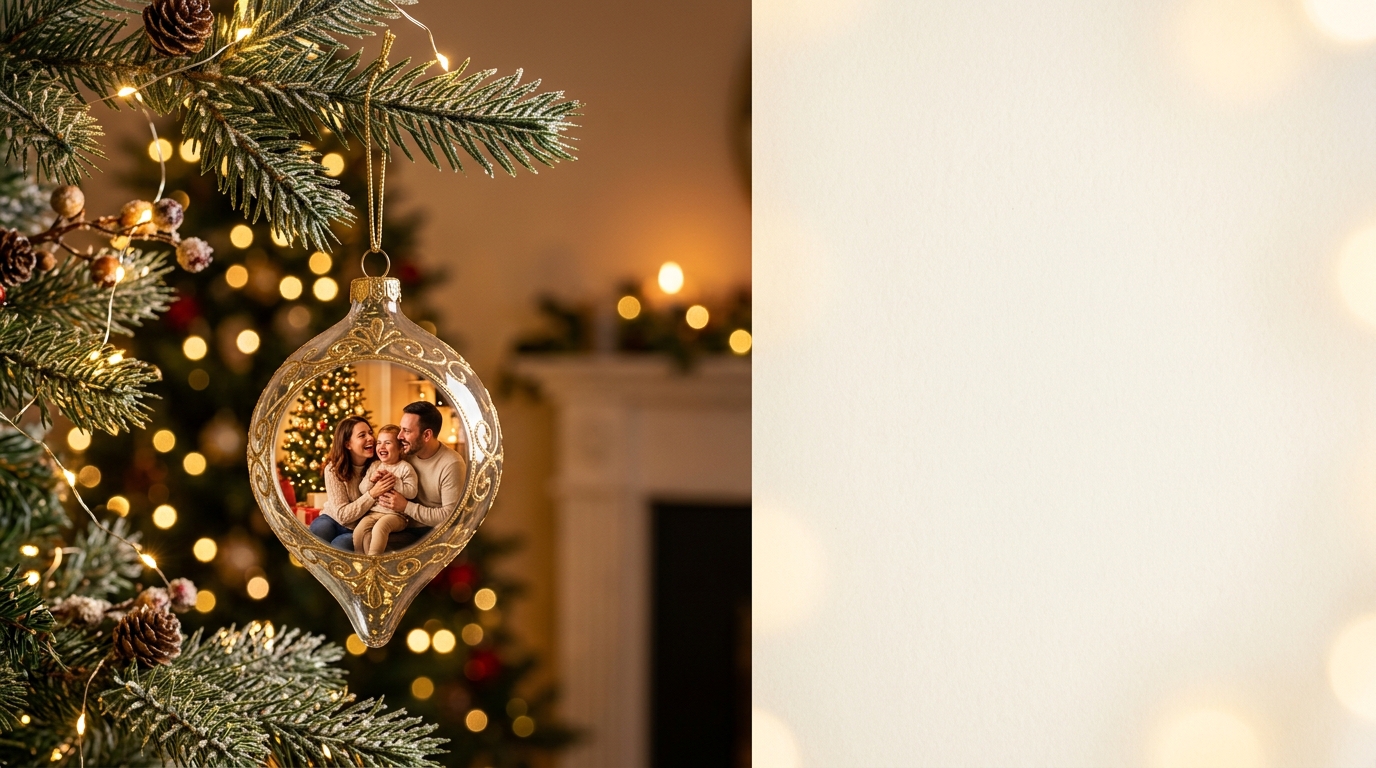 Personal memory ornament Christmas card design