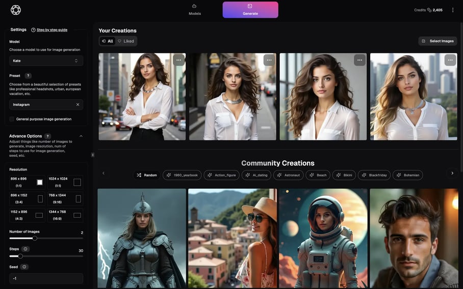 PhotoGPT AI Dashboard Screen