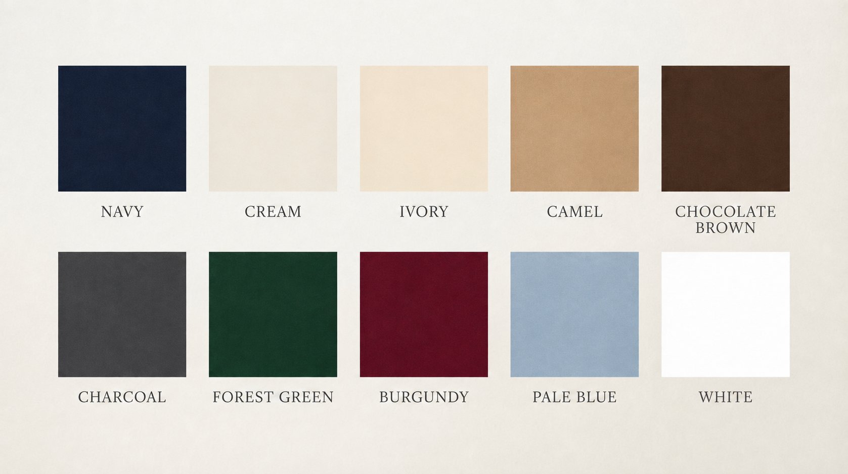 The core old money color palette including navy, cream, camel, brown, and burgundy