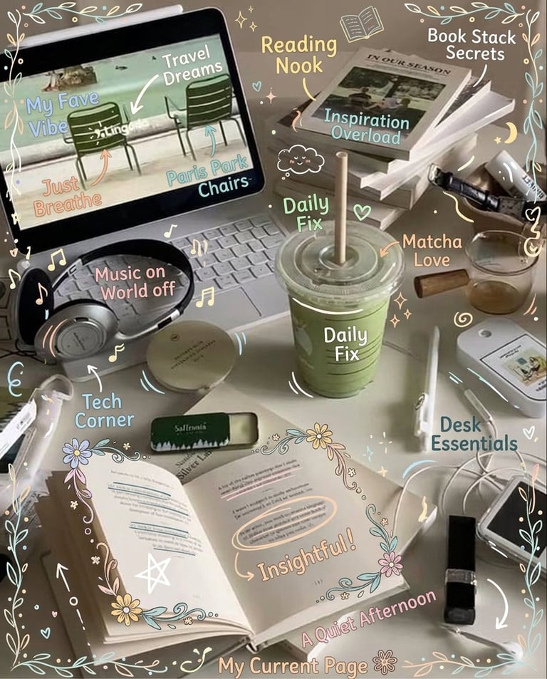Transform the given reference image into a highly aesthetic scrapbook-style visu