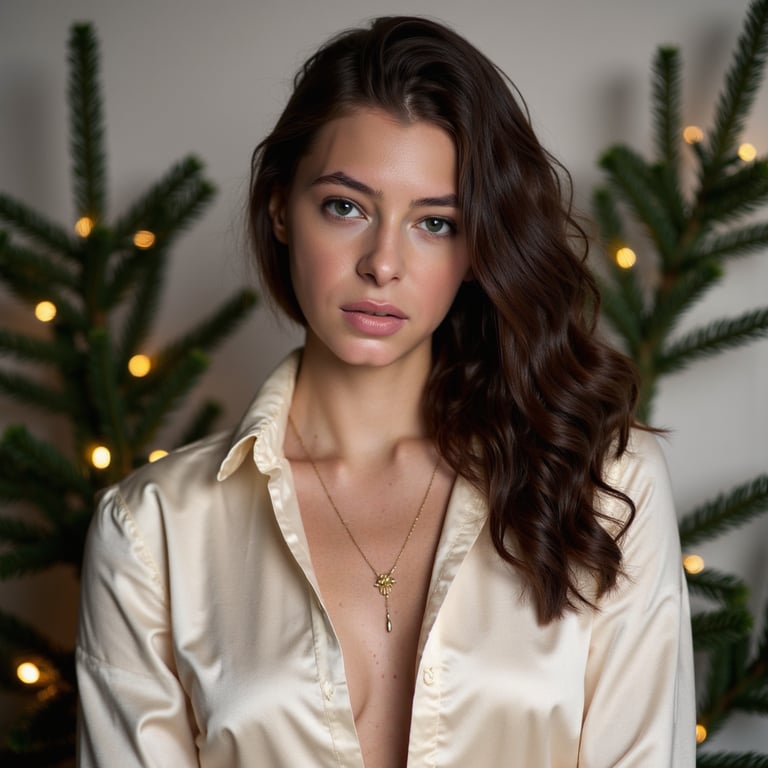 Head-and-shoulders portrait of a woman against a clean, elegant evergreen backdr
