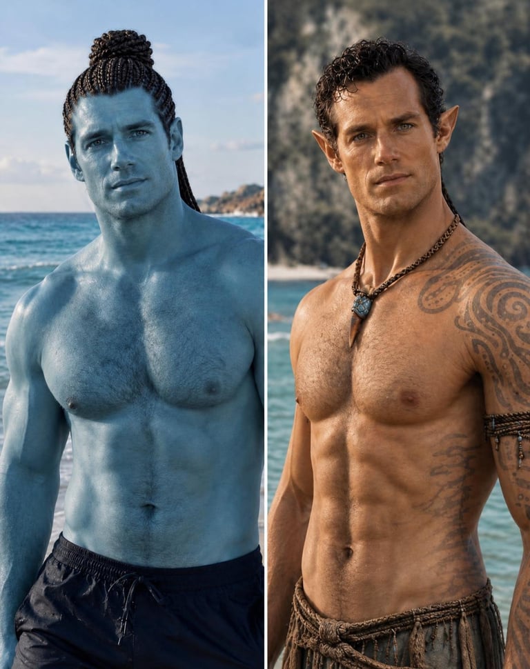 Edit the uploaded two-panel collage directly. Perform a RECIPROCAL SKIN COLOUR A