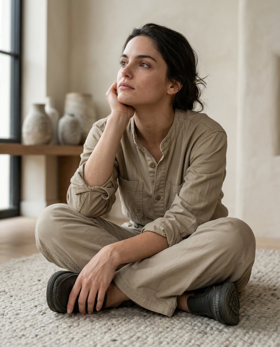 Transform the uploaded sketch into a highly realistic photograph.

Preserve the original pose, body proportions, facial structure, and camera perspective from the sketch, but apply subtle anatomical corrections to ensure natural realism.

Reconstruct the identity as a believable real human based on the sketch, keeping facial features consistent while refining them into realistic proportions and details.

Convert all sketch lines completely into real-world textures:
natural skin with visible pores and micro-imperfections, realistic hair strands, and physically accurate clothing fabric with wrinkles, weight, and stitching.

Use soft natural window lighting with smooth shadows and gentle falloff, creating a calm and believable atmosphere.

Place the subject in a contextually appropriate environment based on the pose:
- reading pose → indoor cozy room or library
- sitting casually → minimal lifestyle interior
- standing → simple indoor space

The environment must feel real, subtle, and non-distracting.

Use a portrait camera style (50–85mm lens), with natural depth of field and sharp subject focus.

The final image must look like a real photograph captured with a camera, not stylized, not painterly, and with zero sketch artifacts.