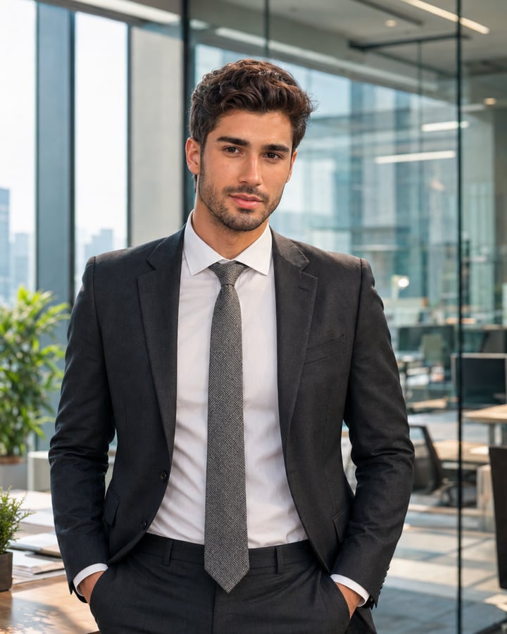 Professional AI headshot of a man in a modern office