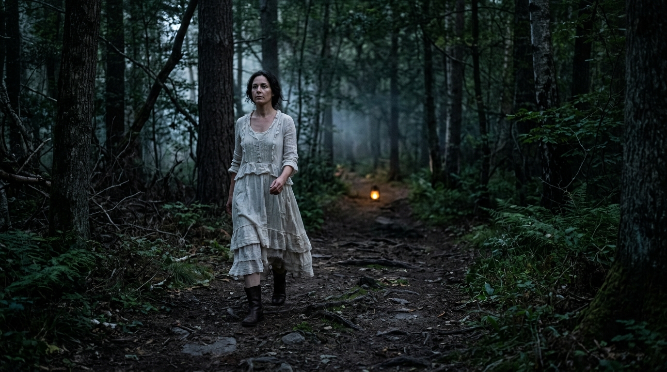 Moonlit forest ghost Halloween portrait