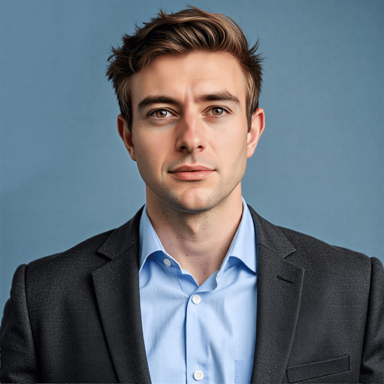 A highly realistic, crisp HDR passport photo of an adult male with light skin to