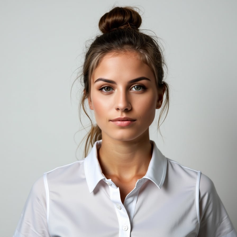 A passport-size photo of a sportsperson wearing a plain polo shirt, with a neutral expression. The background is plain and white, and the subject is well-groomed and centered, looking directly at the camera