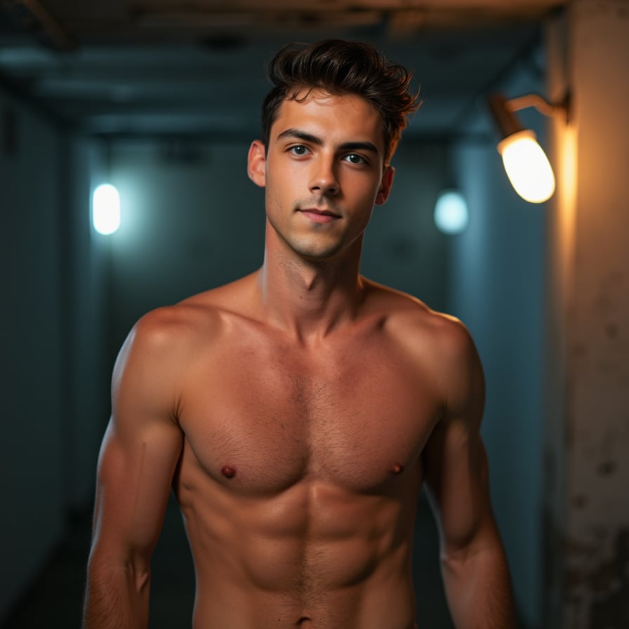 man with a slightly mysterious and engaging vibe. He has a confident smile or a thoughtful gaze, set against a visually appealing urban or studio backdrop. The lighting adds depth, making the image perfect for drawing attention on social media