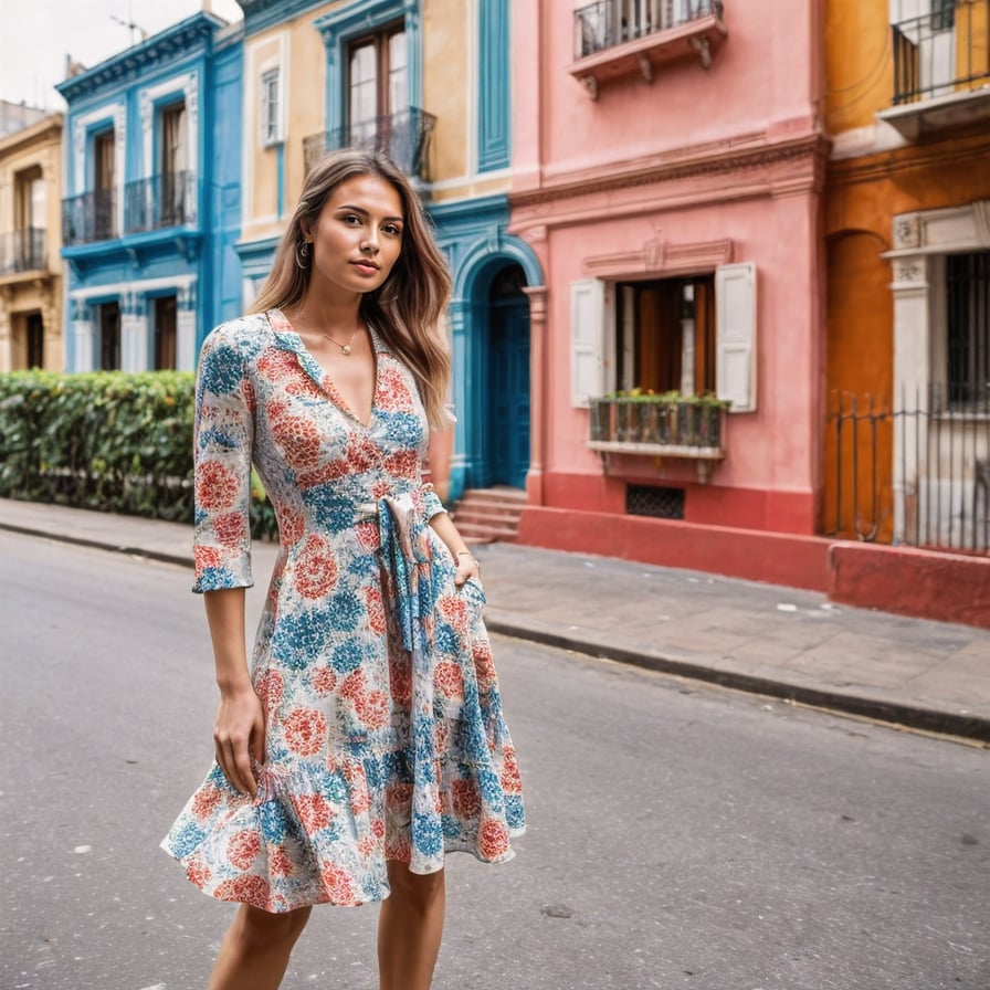 Dynamic urban explorer, bustling streets, graffiti art walls, and streetlights.