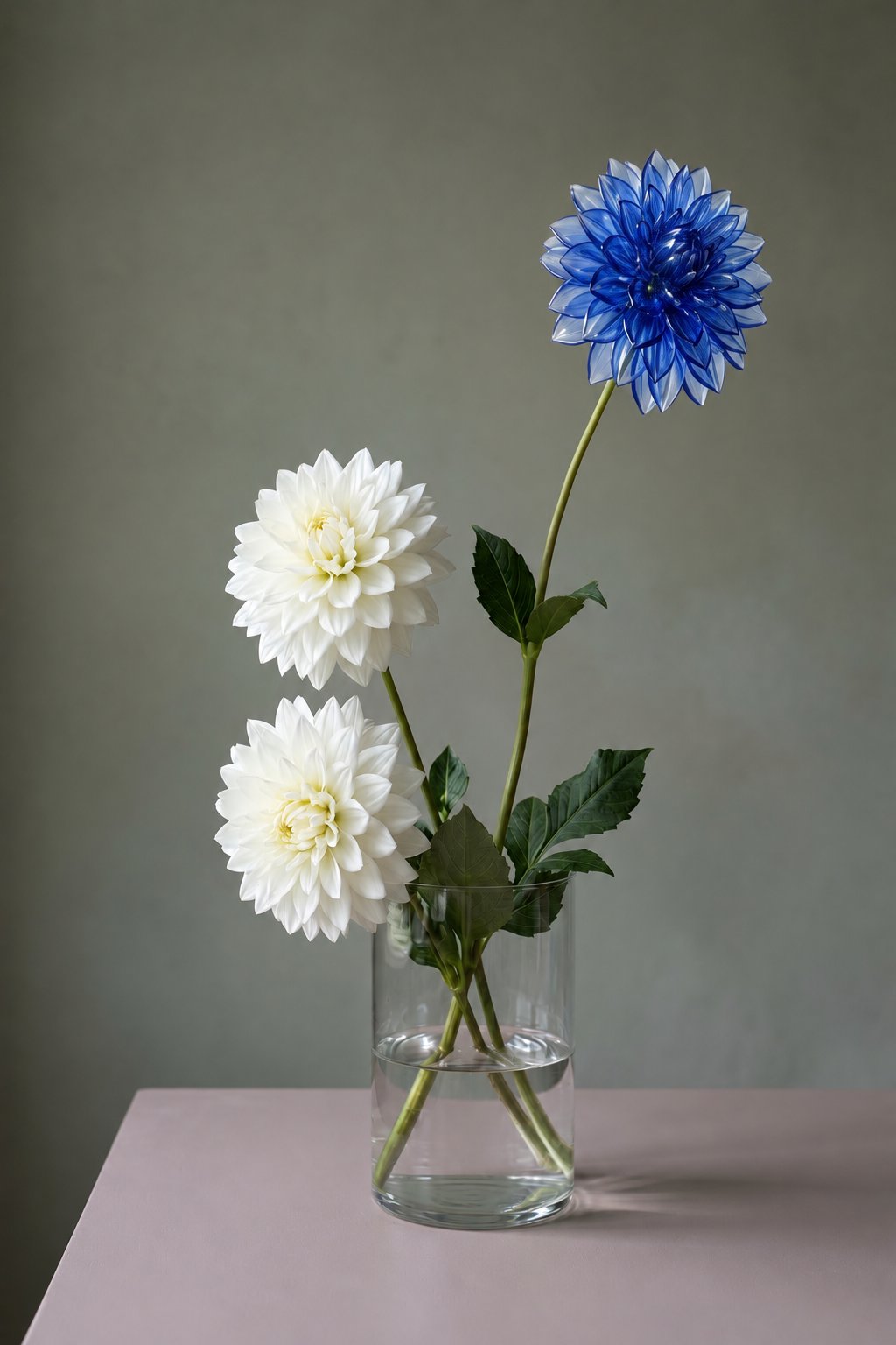 The bouquet after the marked flower was turned into translucent cobalt-blue
glass