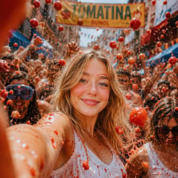 Create La Tomatina AI images with playful festival energy, tomato-splashed visuals, colorful motion, and bold celebration scenes.