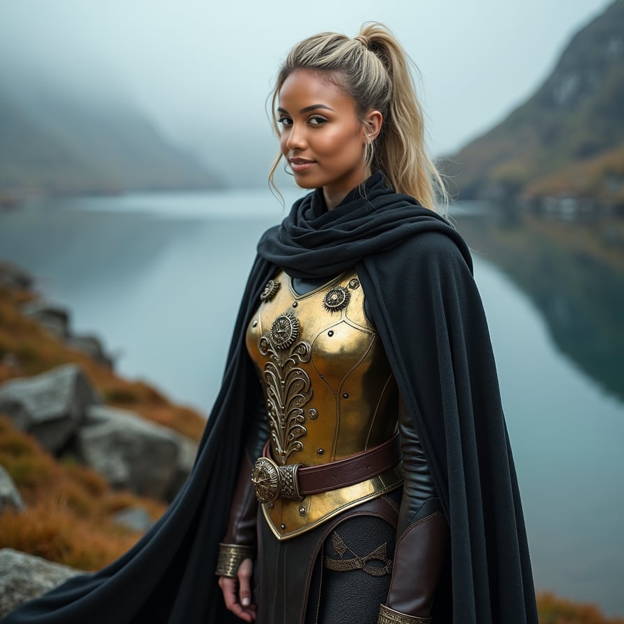 woman in golden outfit