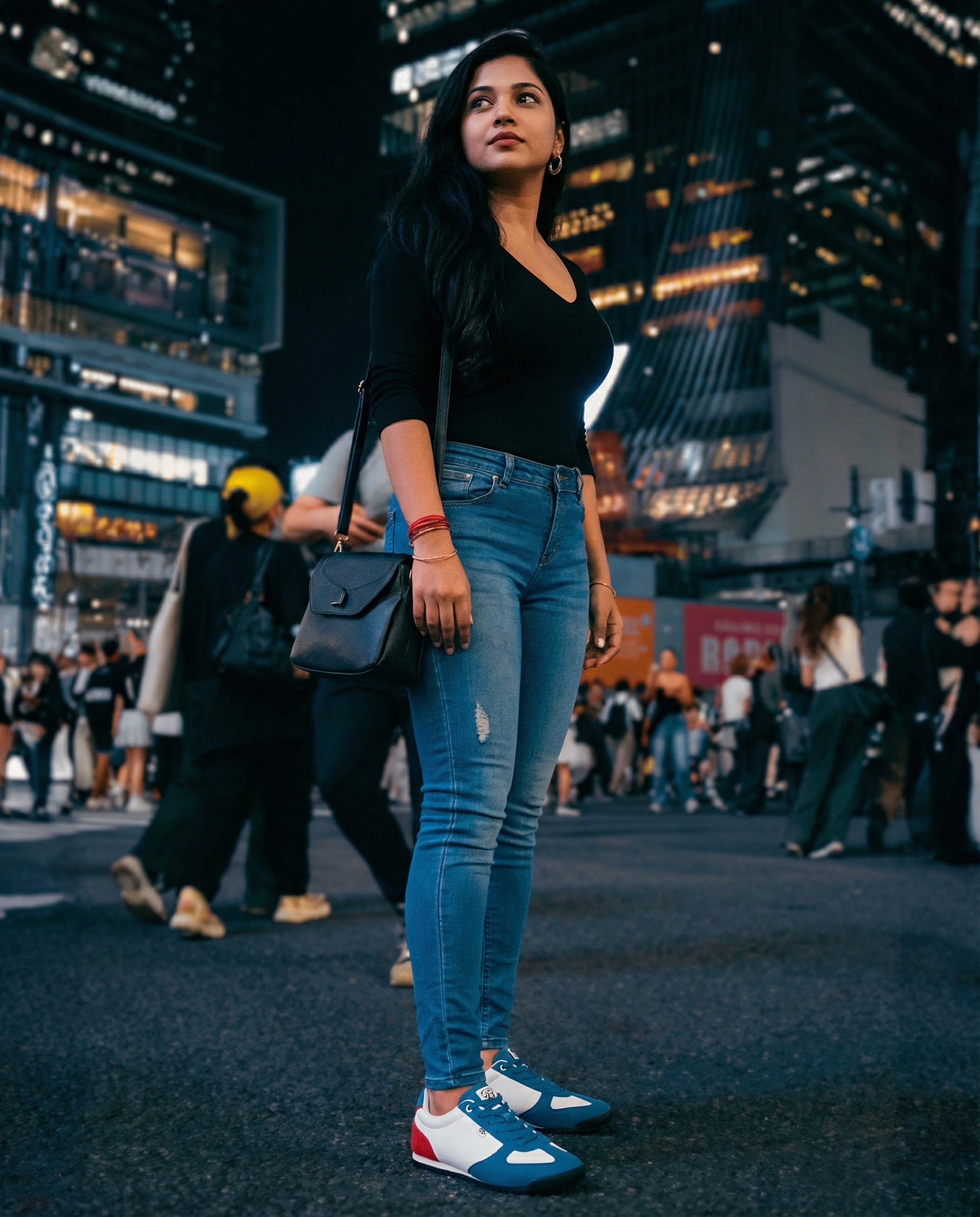 {
  "task_name": "Sneaker Try-On | A>C>B | Match Input B Style Exactly",
  "inputs": {
    "A": "sneaker product photo (single image) — product of truth",
    "B": "brand style reference photo (campaign look) — style of truth",
    "C": "user full body photo — identity of truth"
  },
  "role_map": {
    "priority_order": ["A_product_truth", "C_user_identity", "B_style_truth"],
    "A_product_truth": {
      "description": "Absolute source for sneaker identity. Never redesign.",
      "locks": [
        "shape",
        "proportions",
        "sole_thickness",
        "materials",
        "stitching",
        "colorway",
        "logo_design",
        "logo_placement",
        "logo_orientation",
        "logo_sharpness"
      ],
      "allowed": ["minor lighting adaptation", "minor reflection adaptation"],
      "forbidden": [
        "redesign",
        "logo distortion",
        "brand alteration",
        "blurred or unreadable logos",
        "added text/labels on sneaker"
      ]
    },
    "C_user_identity": {
      "description": "Absolute source for user identity (face + body). Must remain recognizable.",
      "locks": ["face identity", "body proportions", "skin tone"],
      "allowed": [
        "light commercial polish (natural contrast, clean rendering)",
        "minor artifact cleanup"
      ],
      "forbidden": ["face reshaping", "beauty-filter look", "identity drift"]
    },
    "B_style_truth": {
      "description": "Match Input B's visual language as closely as possible while keeping A and C locks.",
      "match_exactly": [
        "lighting direction/intensity",
        "color grading and contrast",
        "environment type and time-of-day",
        "camera angle and framing",
        "lens perspective/distortion level",
        "depth of field / background sharpness",
        "mood/attitude",
        "styling vibe (streetwear campaign)",
        "overall realism level"
      ],
      "do_not_copy": [
        "B person identity",
        "B face",
        "B body type",
        "B exact wardrobe items/branding text"
      ],
      "strength": "strong"
    }
  },
  "objective": {
    "goal": "Generate one 4:5 real commercial campaign photo where the user (C) is wearing the exact sneaker (A), and the entire photo style matches Input B (lighting/camera/environment/color/mood) as closely as possible.",
    "success_criteria": [
      "User remains clearly recognizable as themselves",
      "Sneaker from A is unchanged and logo is perfectly sharp/readable",
      "Photo reads as real commercial photography (no AI composite look)",
      "Sneaker is emphasized, but full outfit still looks good"
    ]
  },
  "composition_rules": {
    "pose": {
      "mode": "match_B_pose_language",
      "requirements": [
        "Adapt the user pose to match B's pose language (angle, attitude, weight shift) while staying natural for the user",
        "Do not replicate B pose 1:1 if incompatible with C anatomy or framing"
      ]
    },
    "clothing": {
      "preserve_user_clothing": true,
      "auto_adjust_only_for_visibility": [
        "pants hem fold/crop to expose sneaker cleanly"
      ],
      "forbidden": [
        "outfit replacement",
        "adding new garments",
        "adding brand logos or text"
      ],
      "style_requirement": "Make the existing outfit look intentional and campaign-ready via lighting, grading, and clean rendering (not wardrobe change)."
    },
    "sneaker_integration": {
      "replace_existing_footwear": true,
      "fit_and_scale": [
        "correct size relative to foot",
        "correct sole thickness per A",
        "correct perspective per B camera"
      ],
      "ground_contact": {
        "must_be_physical": true,
        "includes": ["correct shadow", "weight/pressure realism", "consistent perspective"]
      },
      "visibility": {
        "must_be_visible": true,
        "occlusion_policy": "keep_visible",
        "requirements": [
          "Ensure sneaker is unobstructed and visually readable",
          "Adjust clothing edges only if needed to keep sneaker visible"
        ]
      },
      "emphasis": {
        "priority": "high",
        "methods": [
          "composition frames sneaker clearly",
          "subtle perspective advantage consistent with B",
          "lighting highlights sneaker surfaces without blowing out logos"
        ]
      }
    },
    "camera_and_scene": {
      "source_of_truth": "B",
      "match": [
        "camera height and tilt",
        "framing and subject placement",
        "lens feel (wide vs normal)",
        "background density and bokeh/sharpness",
        "scene scale cues (street depth, signage, steps, pavement, etc.)"
      ]
    }
  },
  "output_settings": {
    "aspect_ratio": "4:5",
    "count": 1,
    "quality": "high",
    "style": "real commercial photography",
    "no_ai_composite_look": true
  },
  "hard_exclusions": [
    "stylized",
    "illustration",
    "cgi look",
    "cartoon",
    "anime",
    "over-smoothing",
    "plastic skin",
    "identity drift",
    "fashion distortion",
    "logo blur",
    "logo deformation",
    "added text or labels",
    "watermarks"
  ],
  "rejection_policy": {
    "reject_if": [
      "feet missing",
      "legs missing",
      "extreme pose that prevents realistic shoe placement",
      "severe blur",
      "feet area heavily occluded"
    ],
    "on_reject_message": "Please upload a full-body photo with clear legs and feet visible, minimal motion blur, and a natural standing or casual pose. Avoid extreme angles and heavy occlusion around the shoes."
  },
  "prompt_template": {
    "instruction": [
      "Use Input A as the only truth for sneaker design and branding. Do not redesign. Keep logos perfectly sharp and readable.",
      "Use Input C as the only truth for the person (face + body). The user must remain recognizable. Allow only light commercial polish; no face reshaping.",
      "Match Input B's style as closely as possible: lighting, environment, camera angle/framing, lens perspective, depth of field, color grading, contrast, and mood.",
      "Replace the user's footwear with the exact sneaker from A. Ensure realistic fit, correct scale, and physical ground contact with accurate shadow and perspective.",
      "Emphasize the sneaker as the main focal point, but keep the full outfit looking good and campaign-ready using B-style lighting and grading (no wardrobe replacement).",
      "Output one 4:5 real commercial streetwear campaign photo. No stylization, no CGI, no added text, no watermarks, no AI composite look."
    ]
  }
}