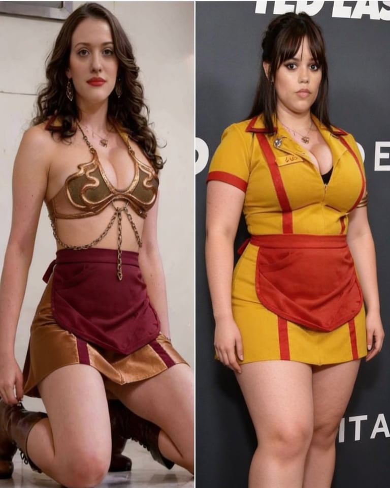 Edit the original side-by-side image. Keep both women’s exact identities, faces,
