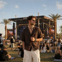 Create music festival AI images with stage lights, expressive fashion, crowd energy, and concert-inspired visual style.