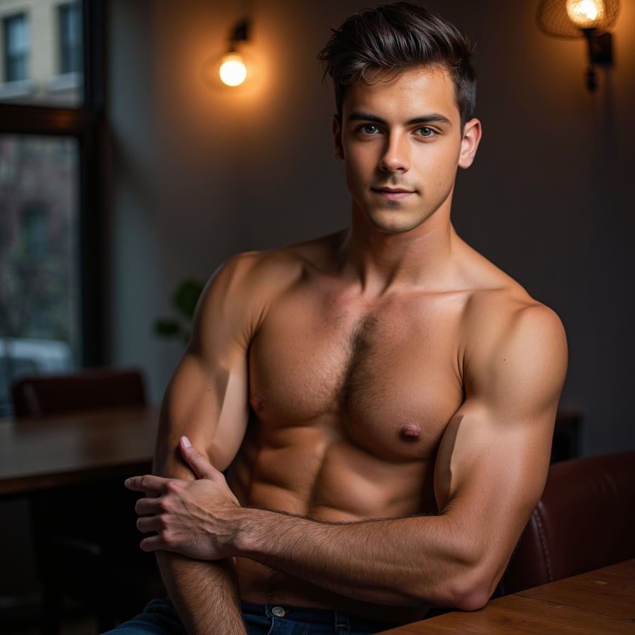 man optimized for profile use. The setting is subtle and elegant, with sophisticated lighting and styling. His expression is confident and approachable, making it audience-ready and visually polished