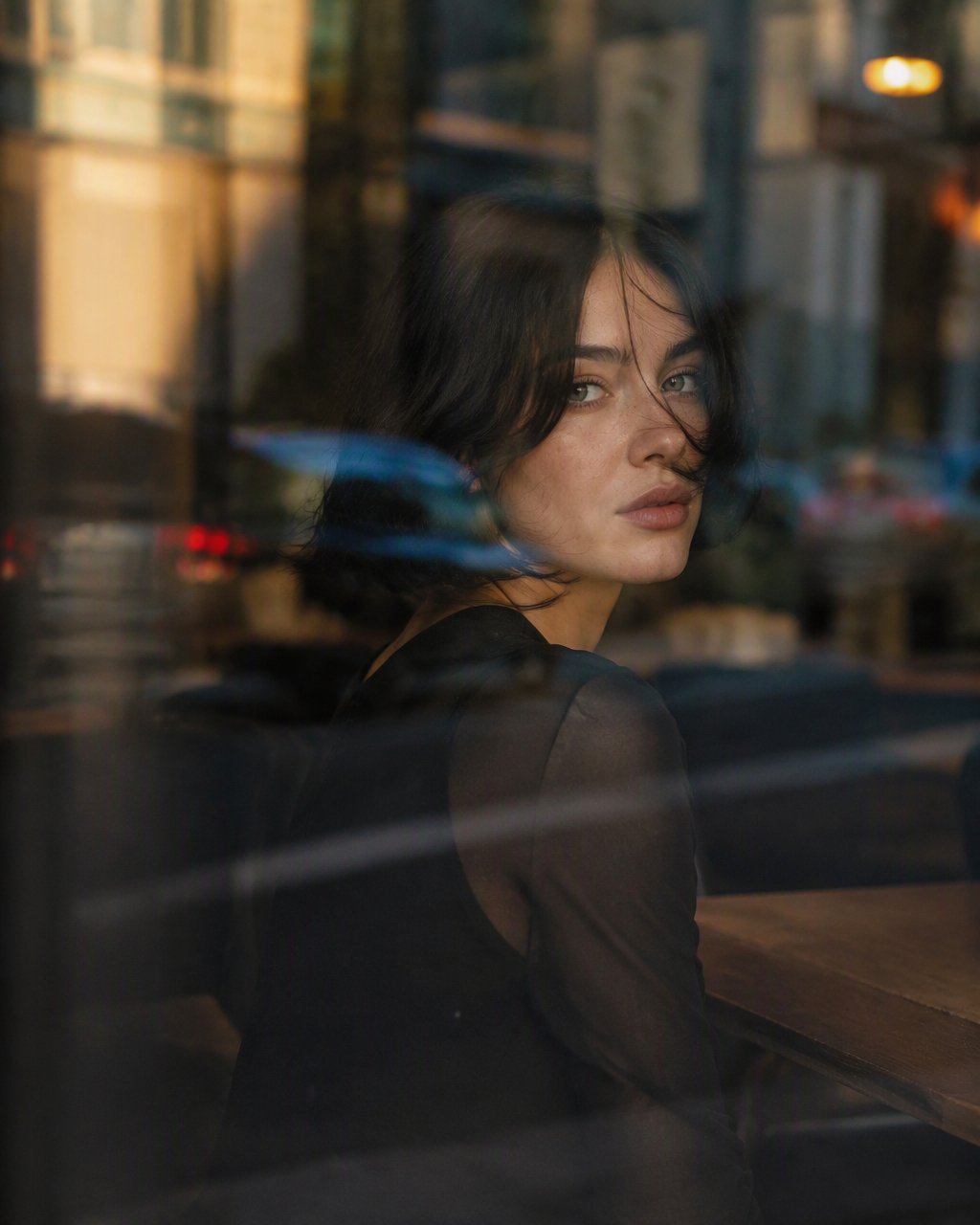 Portrait with softer detail and flatter
light