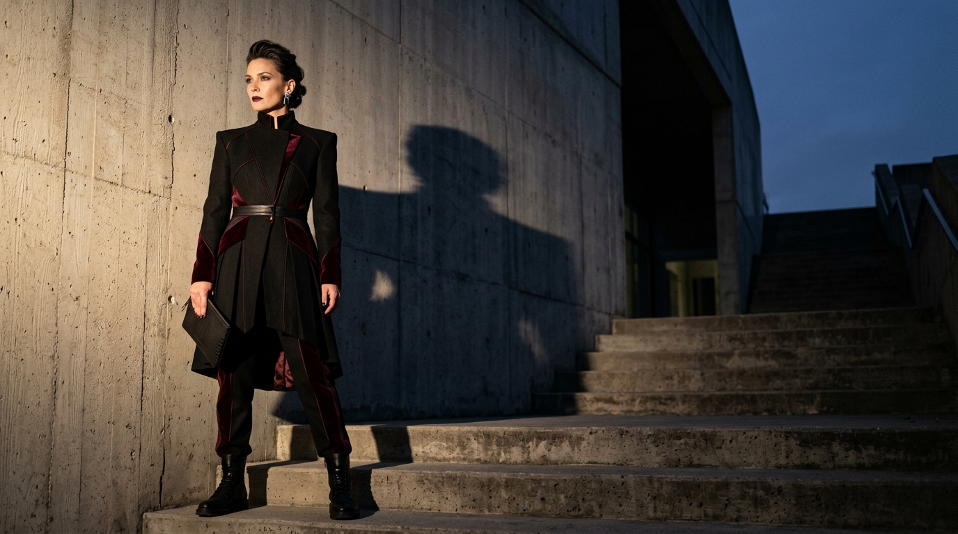 Dark Halloween fashion editorial portrait