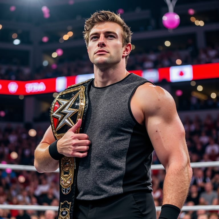 A highly realistic WWE Royal Rumble waist-up portrait of a male wrestler (early 